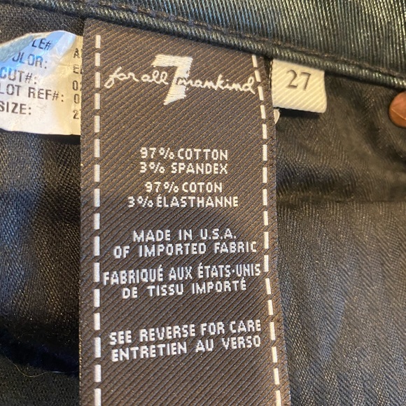 7 FOR ALL MANKIND Women Ankle Skinny Emerald Metallic Jeans Size 27 - Picture 9 of 11